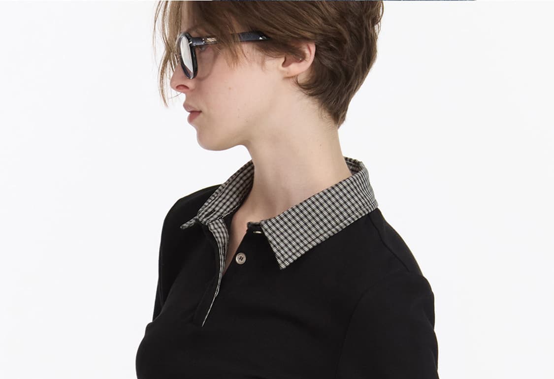 Lyuocheng Checkboard Polo Shirt <Black> 상품이미지2