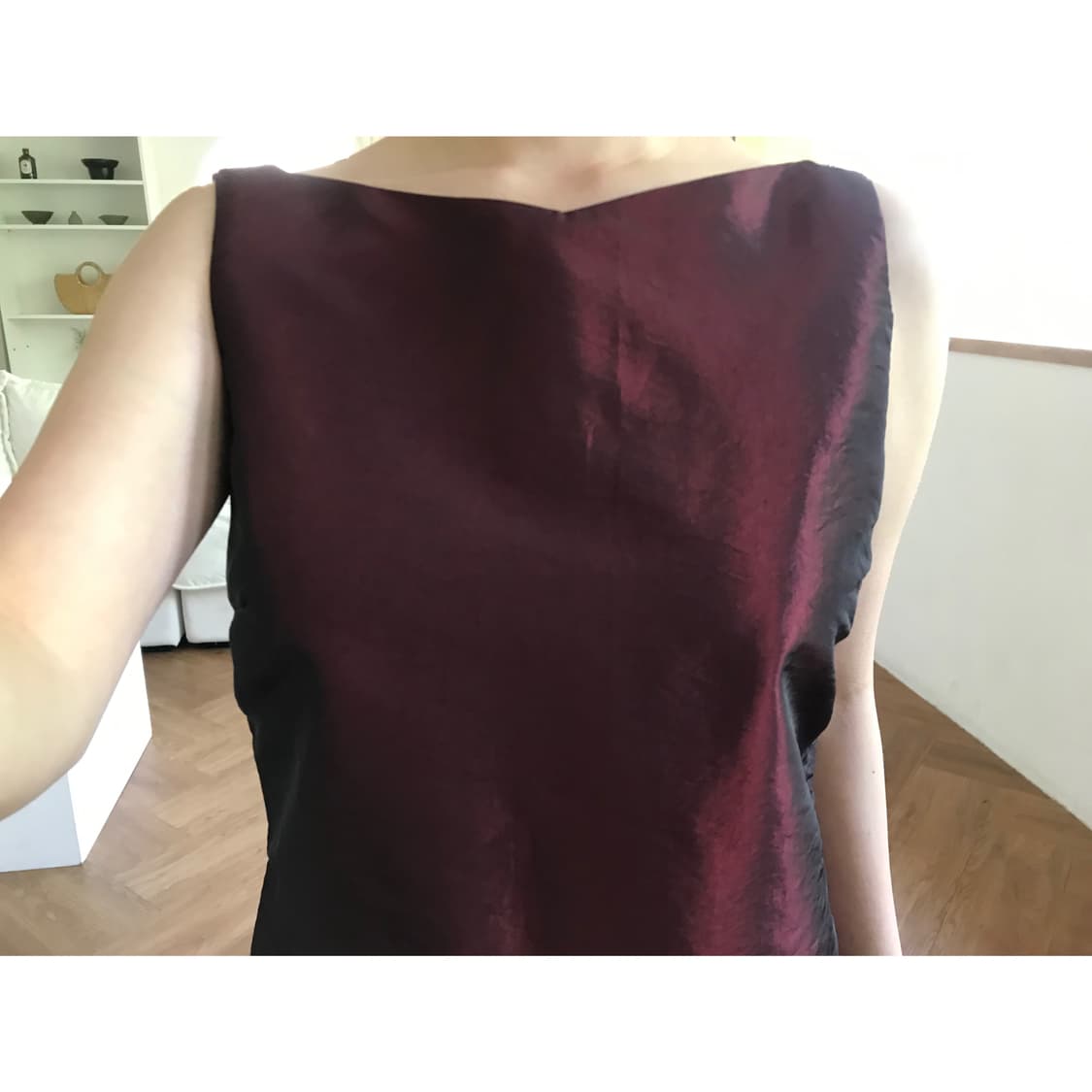 vintage glossy burgundy one-piece 상품이미지7