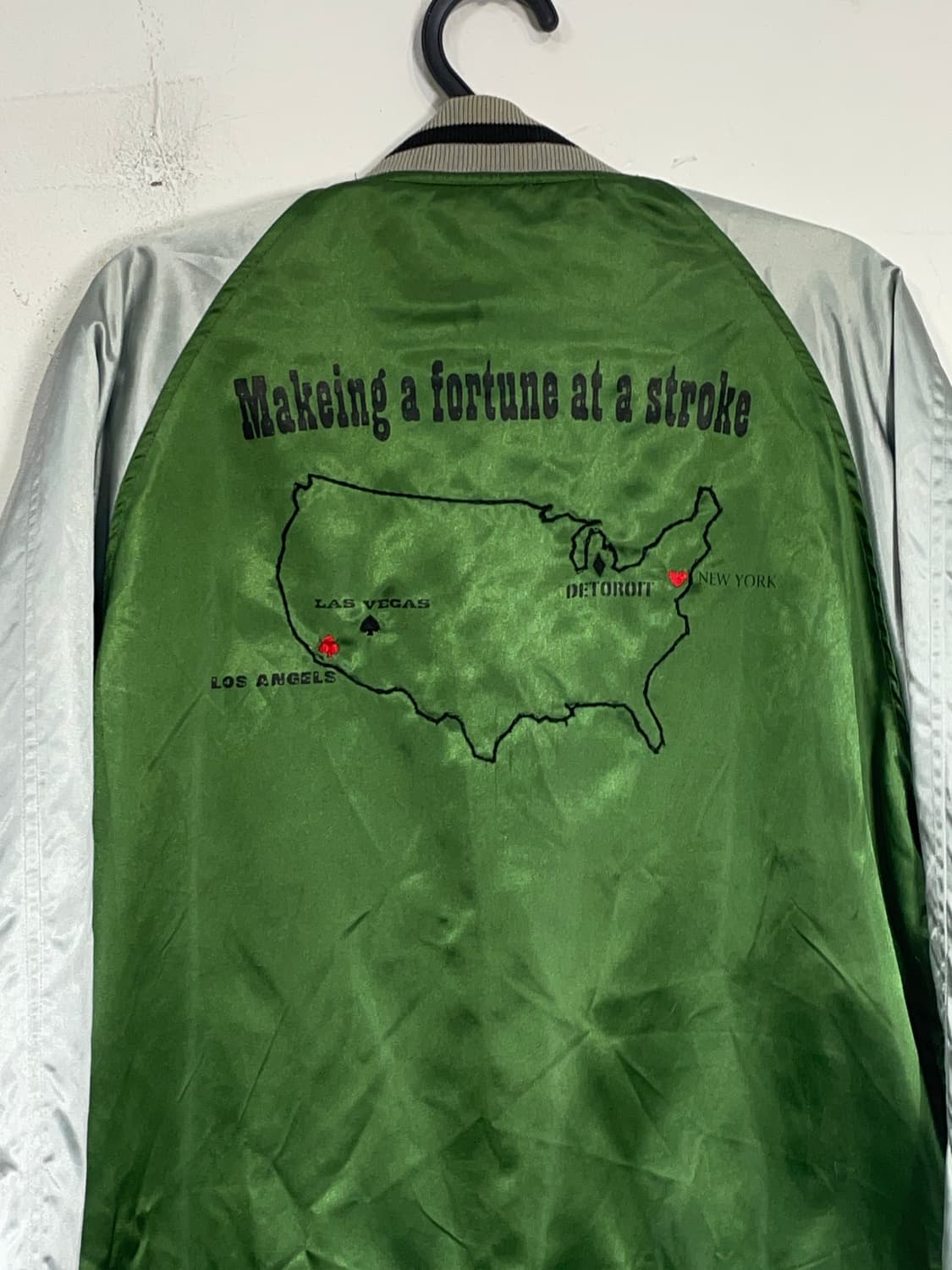 Jpn 일본 빈티지  해골 프린팅 바시티 자켓 오버핏 스카쟌 M 상품이미지8