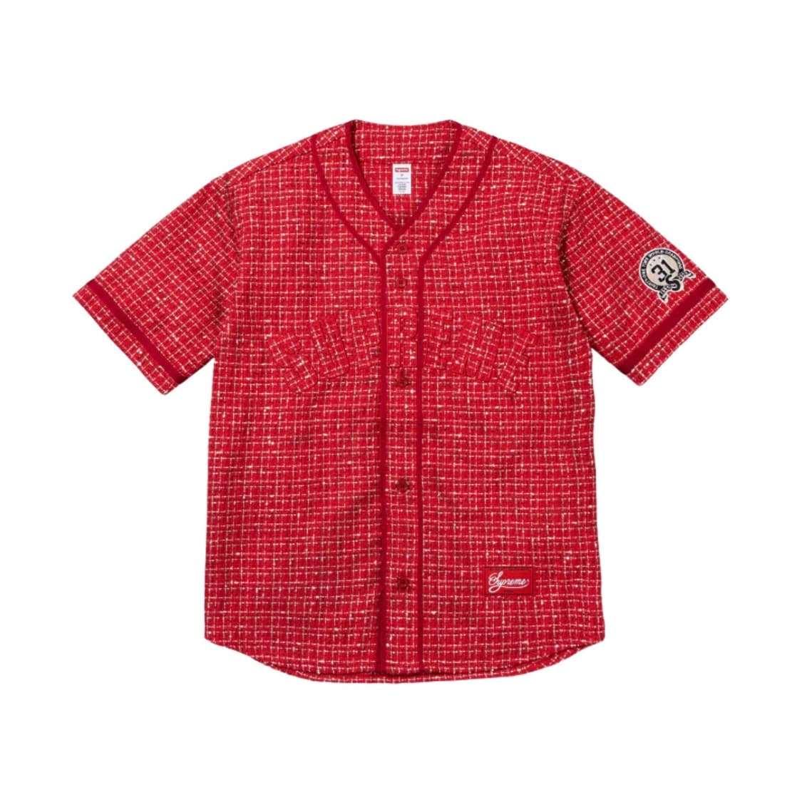 [L] 슈프림 부클 베이스볼 저지 레드 - 25FW 상품이미지1