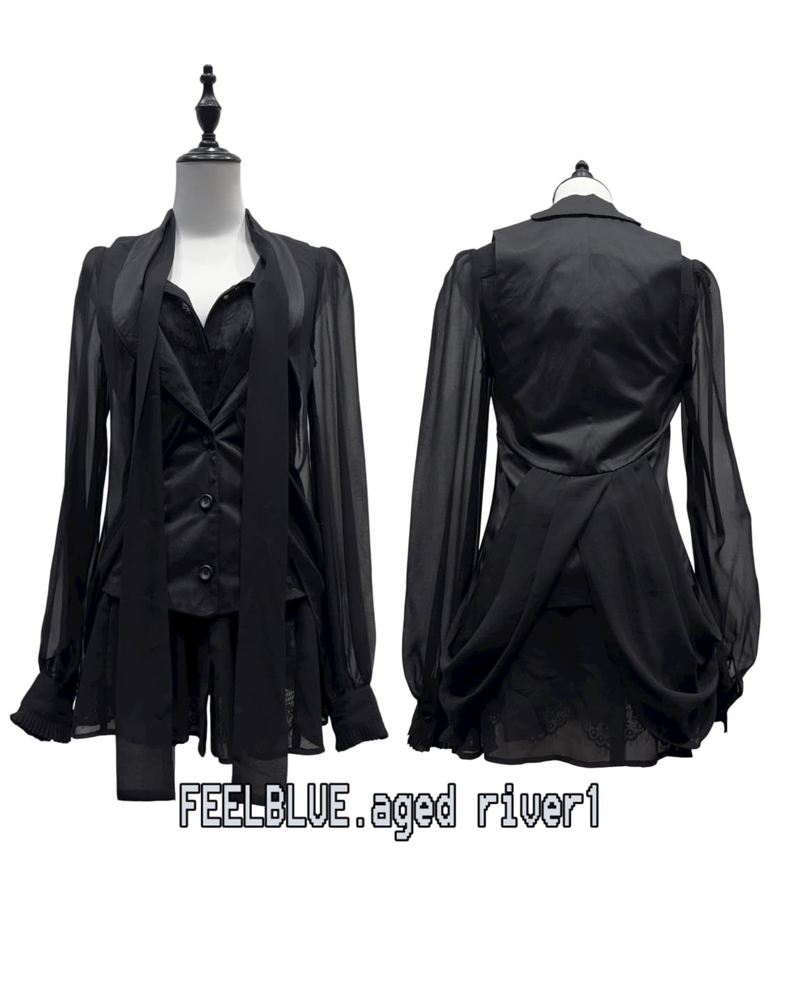 Goth vest lipservice blouse pants 3pcs 상품이미지2