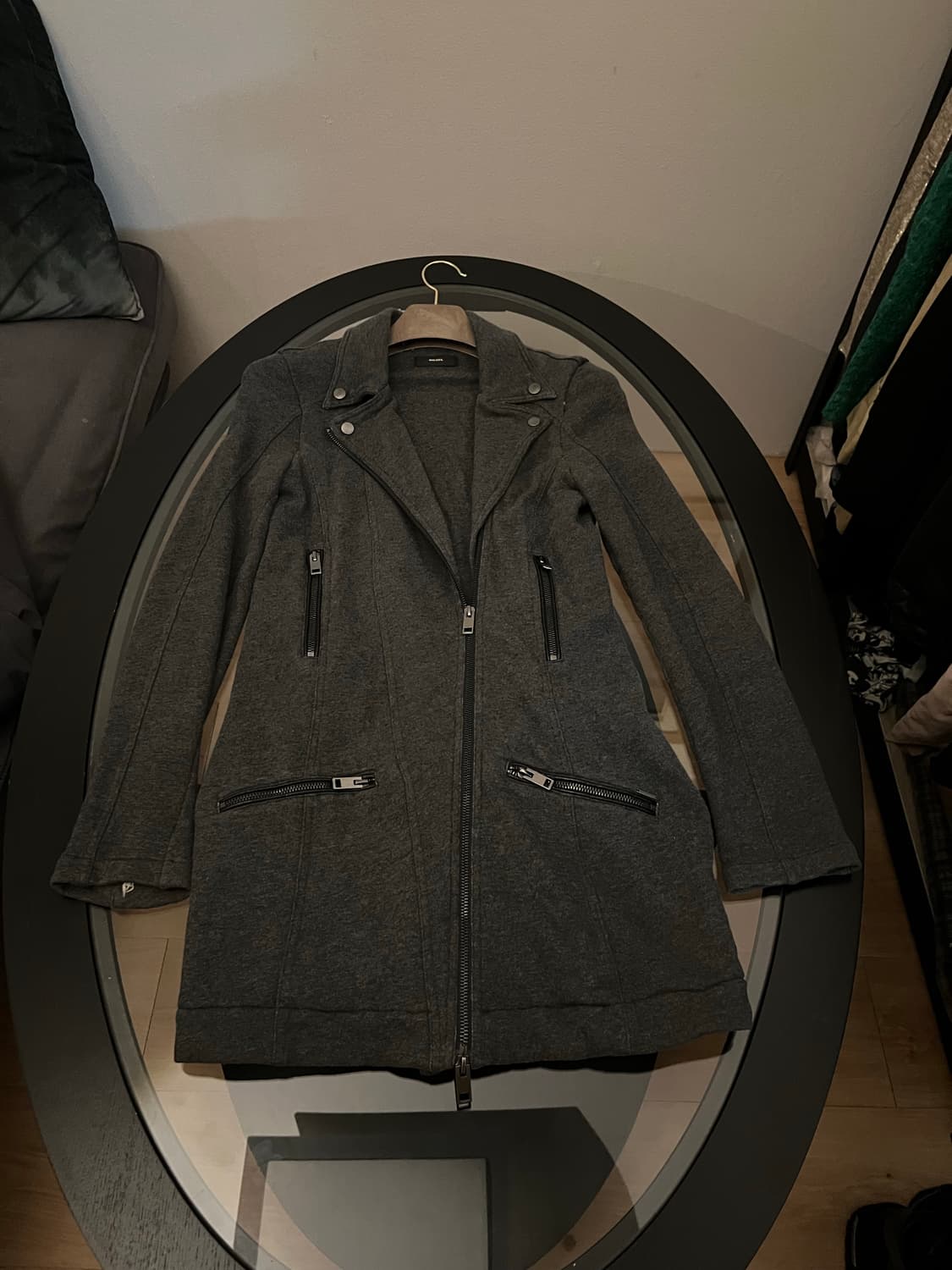 Diesel 슬림 롱 아카이브 지퍼 코트 상품이미지1