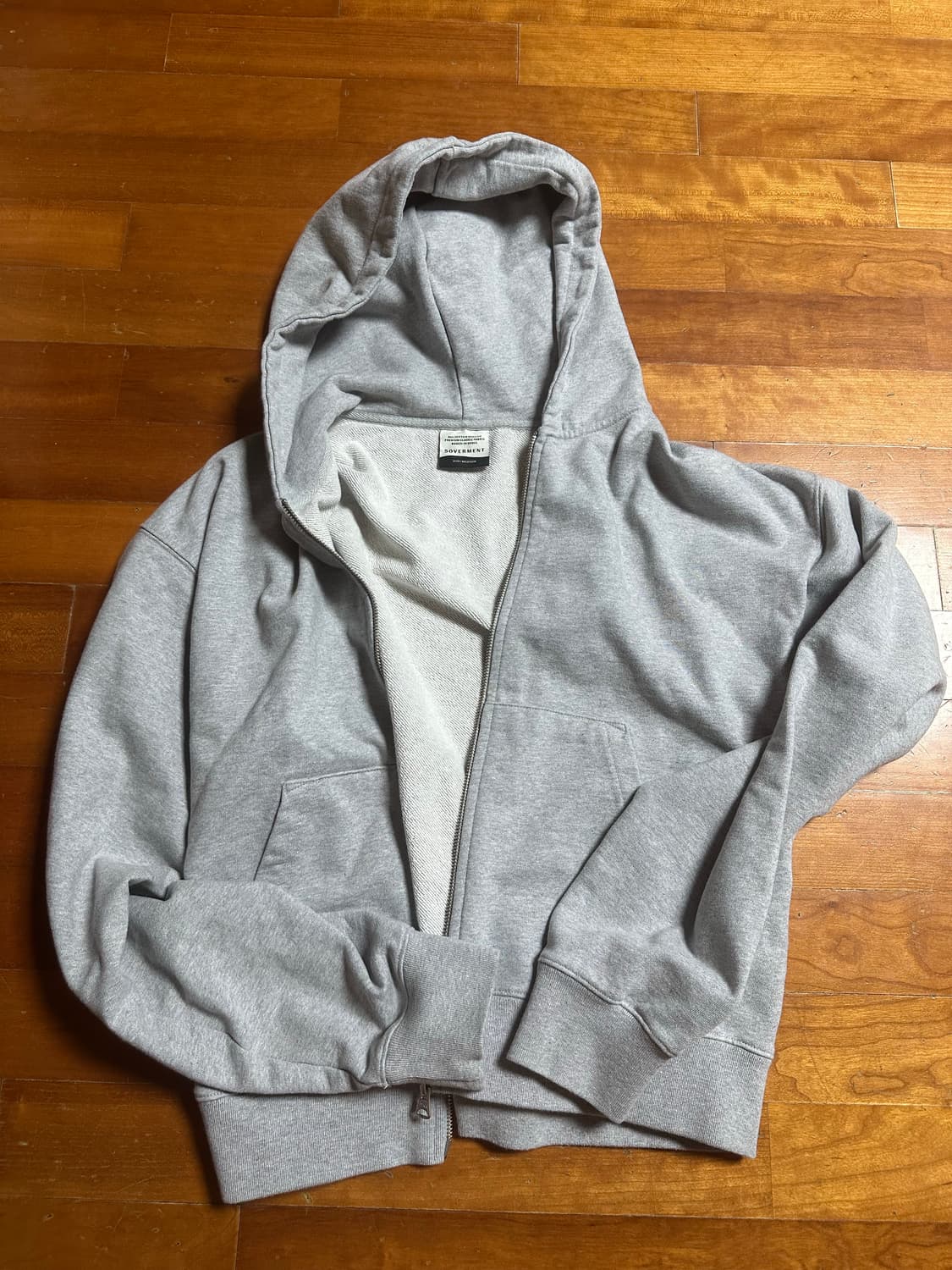 소버먼트 소버먼트 780G 솔리드 크롭 후디 집업 멜란지 그레이 상품이미지2