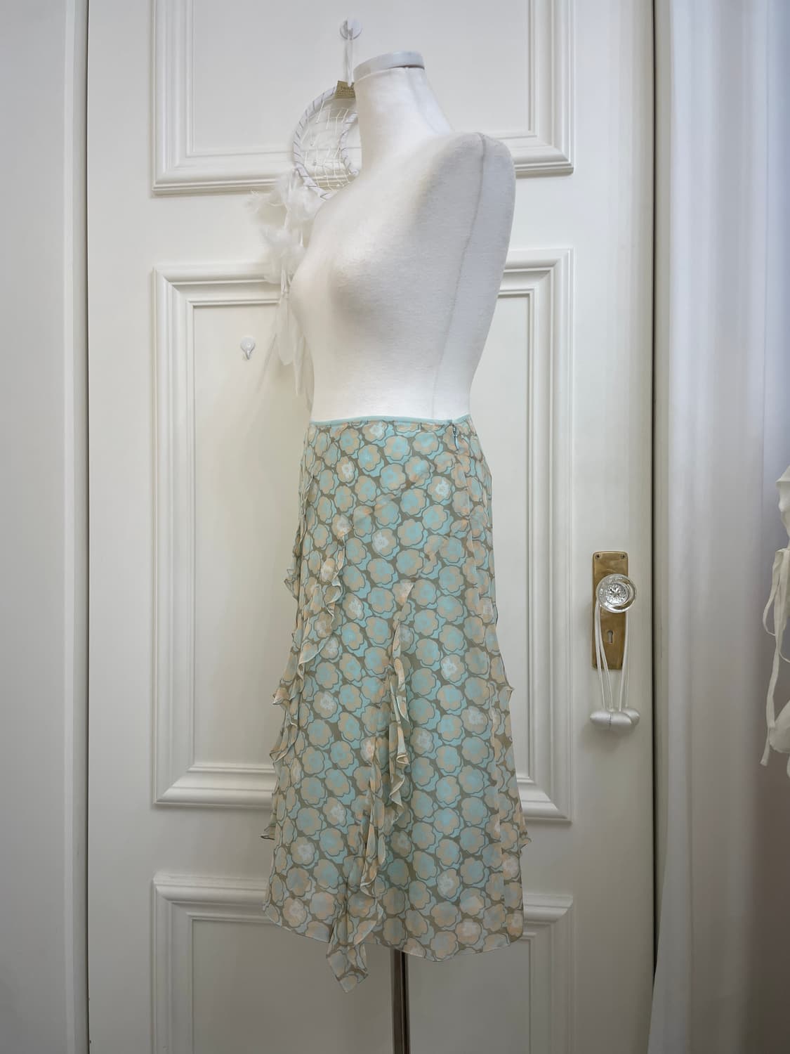 mint coral mix print ruffle skirt 상품이미지2
