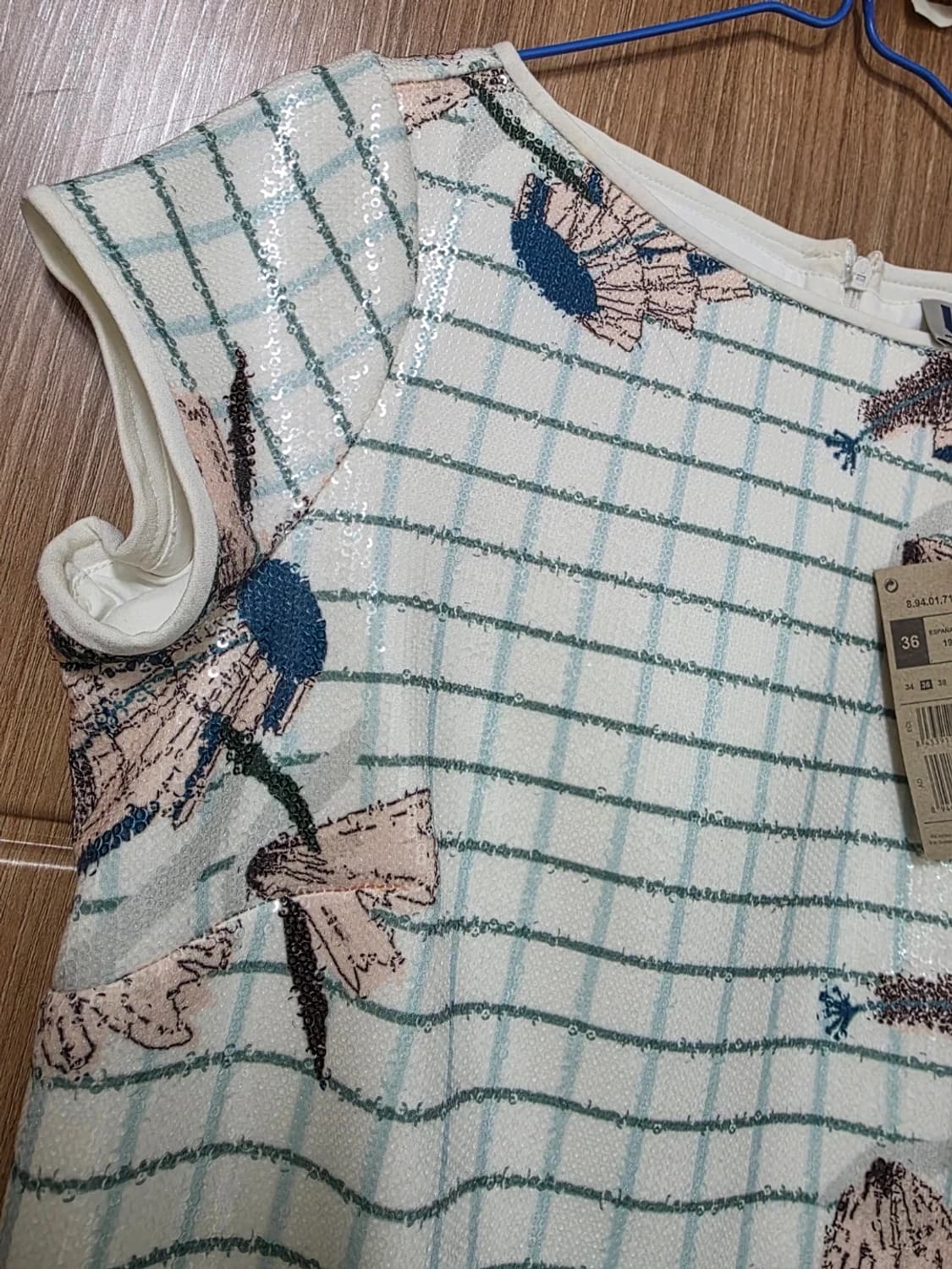 [새제품] 아돌포 도밍게즈 캡소매 스팽글 원피스 36 상품이미지4