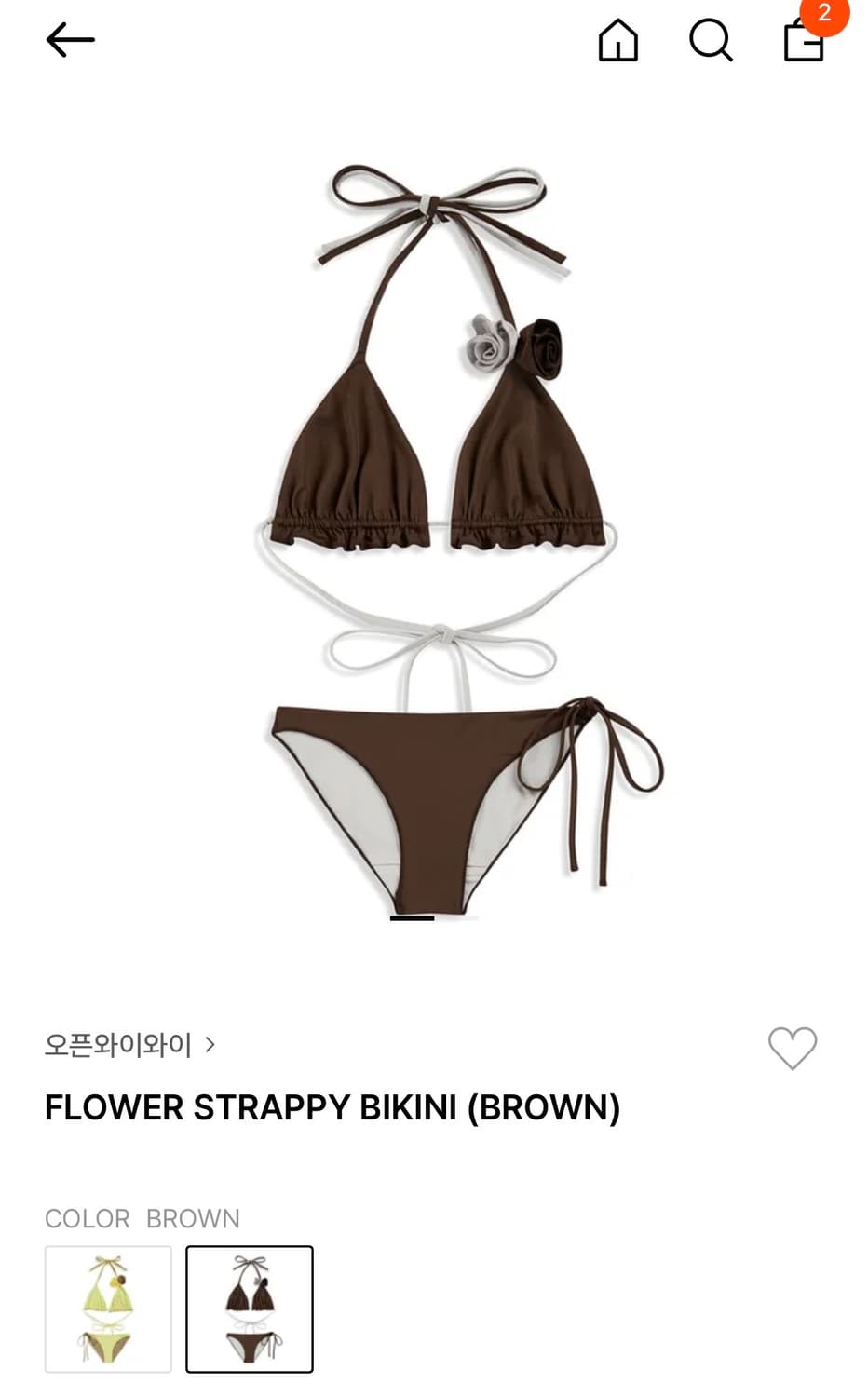 오픈와이와이 FLOWER STRAPPY BIKINI (BROWN) 상품이미지1