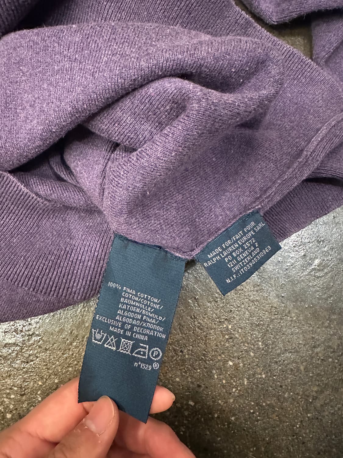 폴로 랄프로렌 퍼플 브이넥 니트 S 상품이미지3