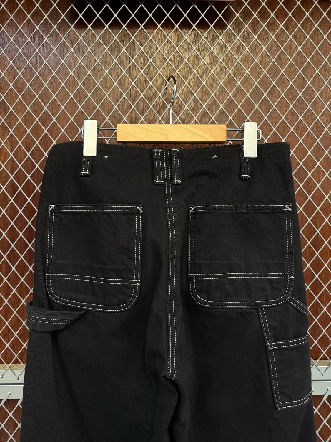 zara 자라 스냅버튼 카펜터 와이드 블랙 스티치 데님 팬츠 30 상품이미지5