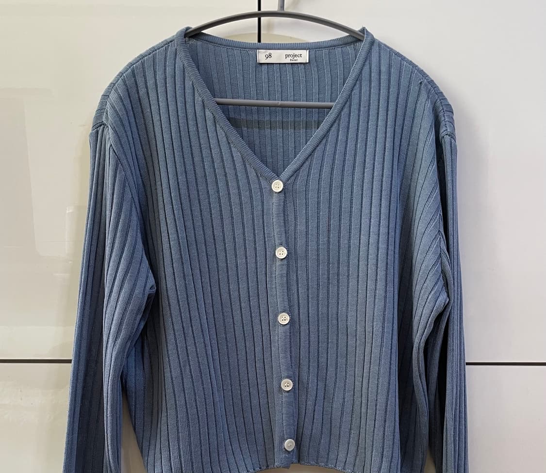 (미착용) 98도씨 오가닉 골지 린넨 가디건 팬톤블루 봄 여름옷 새상품 상품이미지10