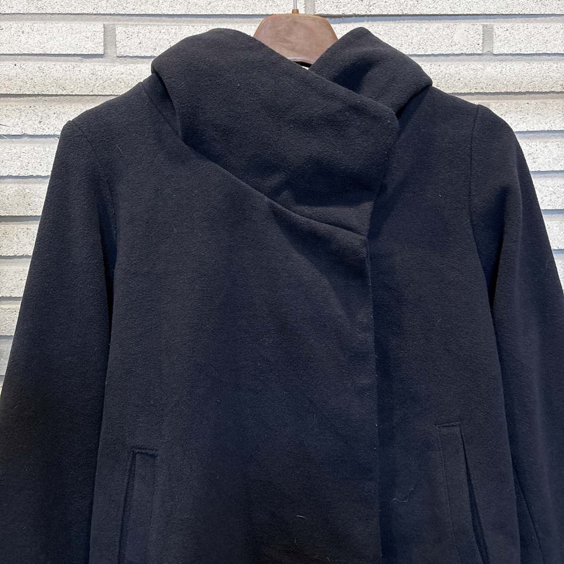 JPN VINTAGE 울 숏 코트 하이넥 히든버튼 디테일 네이비 상품이미지4