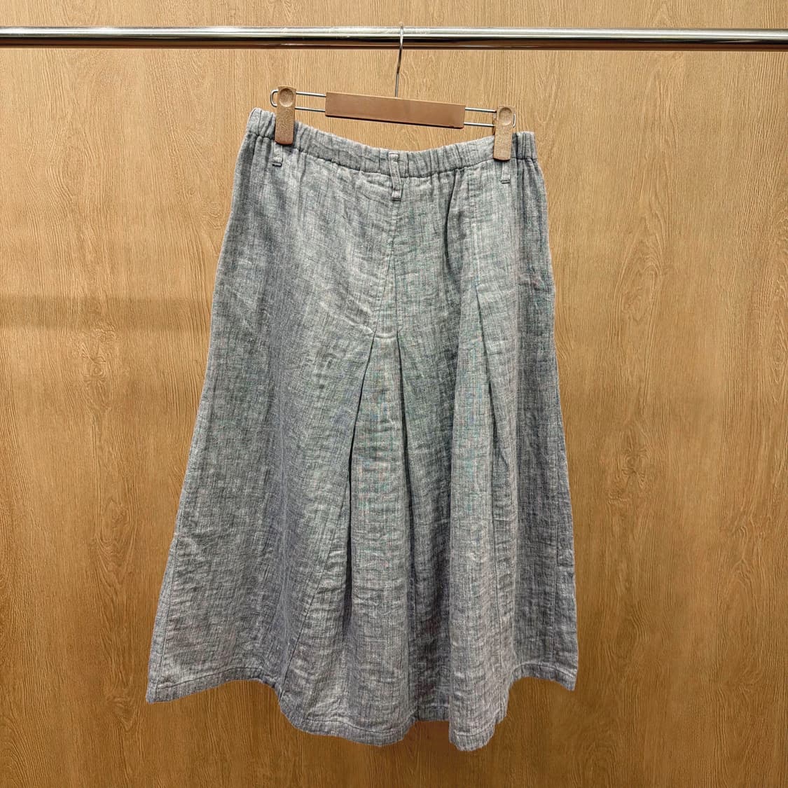 이세이미야케 플랜테이션 린넨 롱 스커트 투 턱 디테일 A라인 그레이 상품이미지3