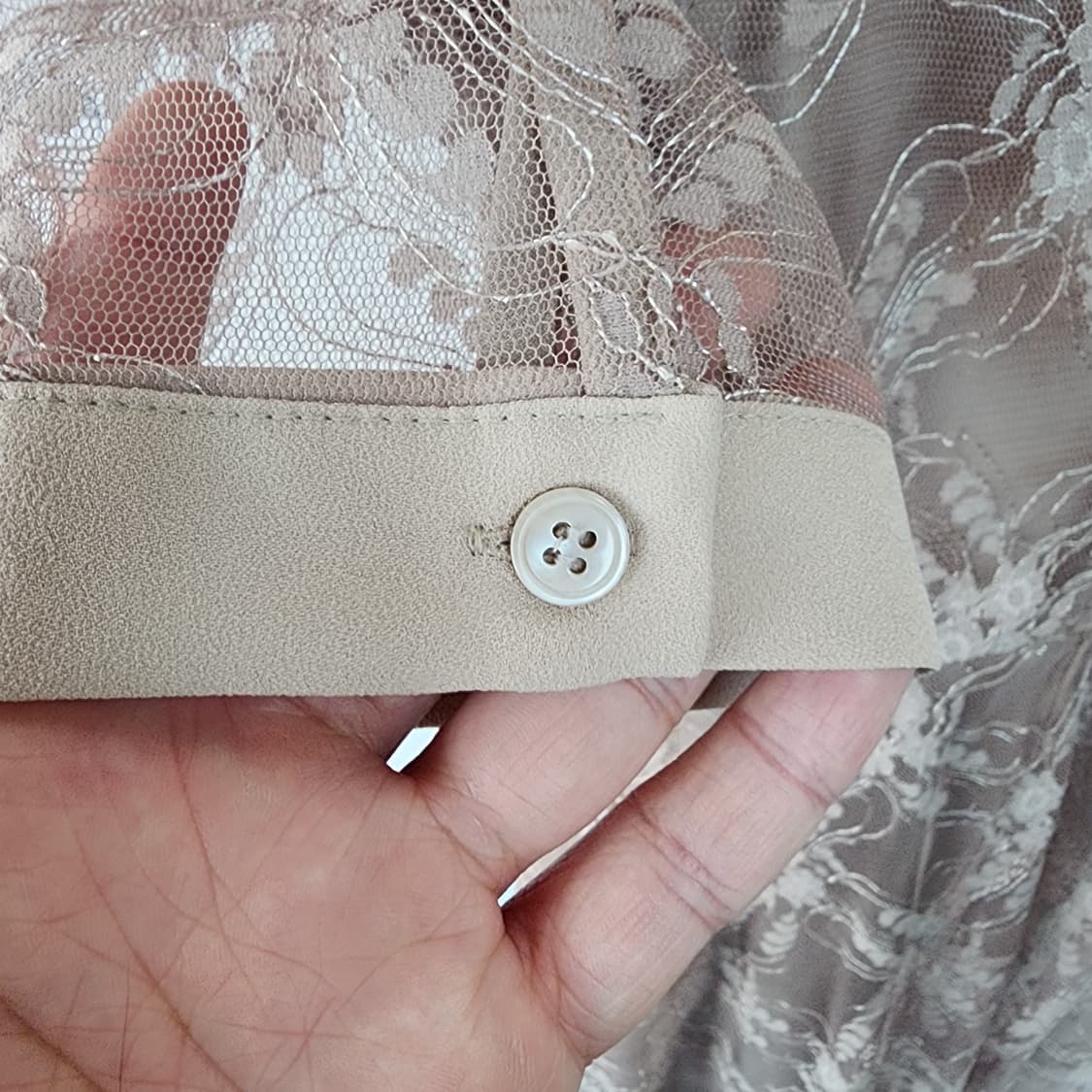 살롱 드 매그 시스루 롱 원피스 베이지톤 상품이미지5