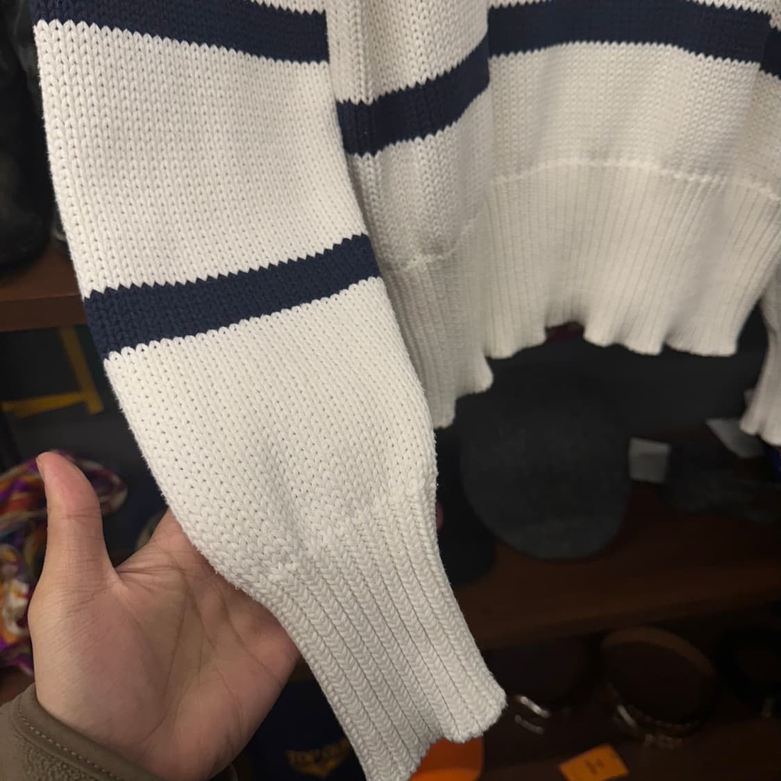 90s 폴로 랄프로렌 스틱 로고 스트라이프 프레피 헤비 니트 N232 상품이미지5