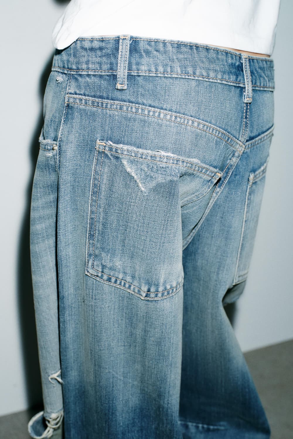 zara 자라 벌룬 미디엄 디스트로이드 데님진 상품이미지7