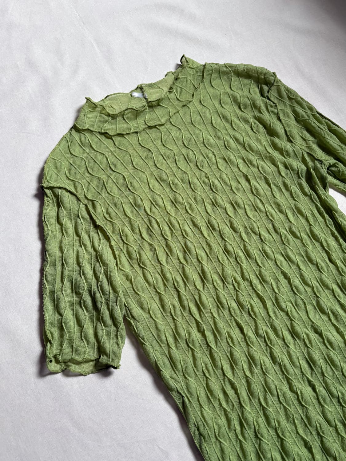 vintage green wave mesh top 상품이미지2