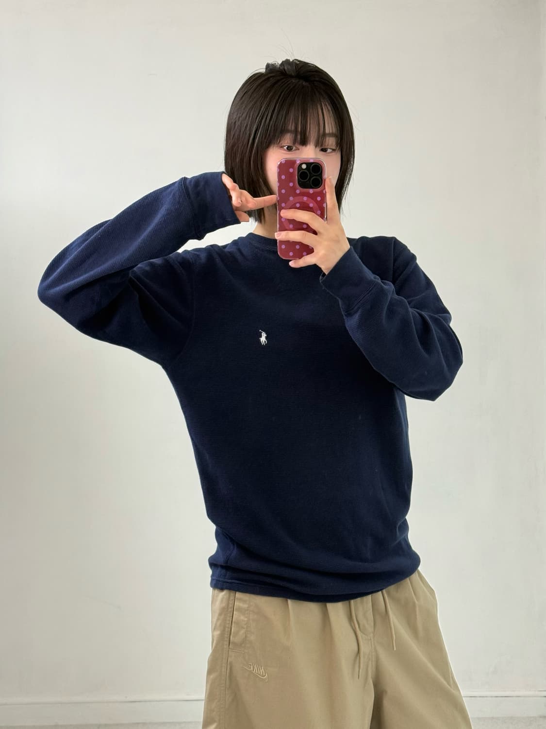 폴로 네이비 와플 니트 롱슬리브 상품이미지3