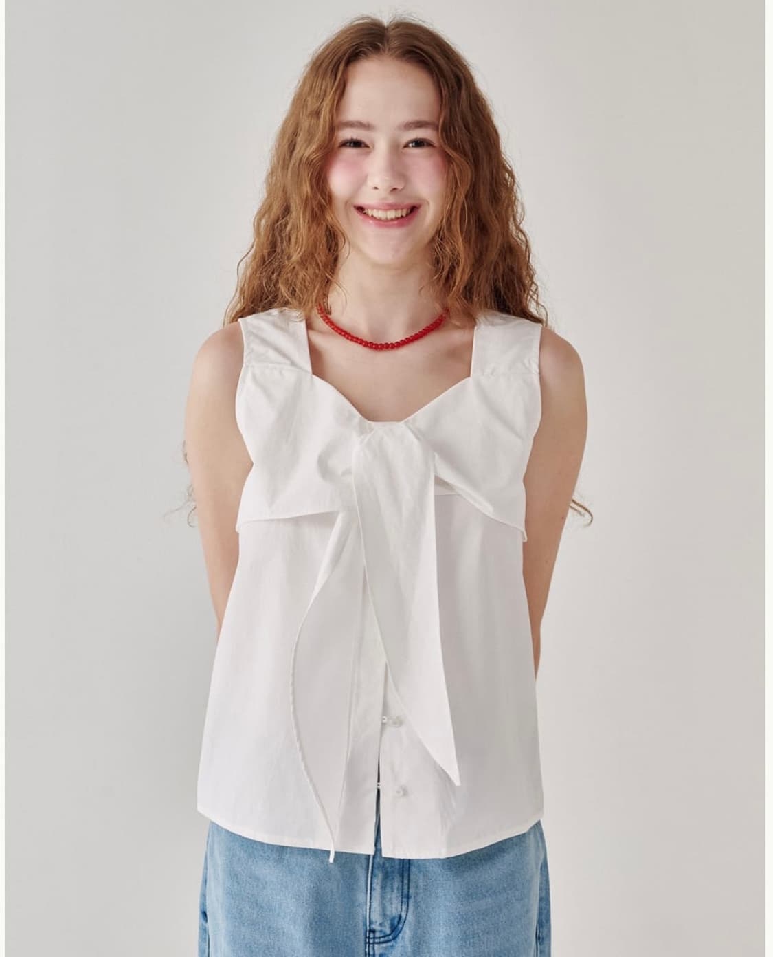 론론 RIBBON BOW SLEEVELESS 상품이미지1