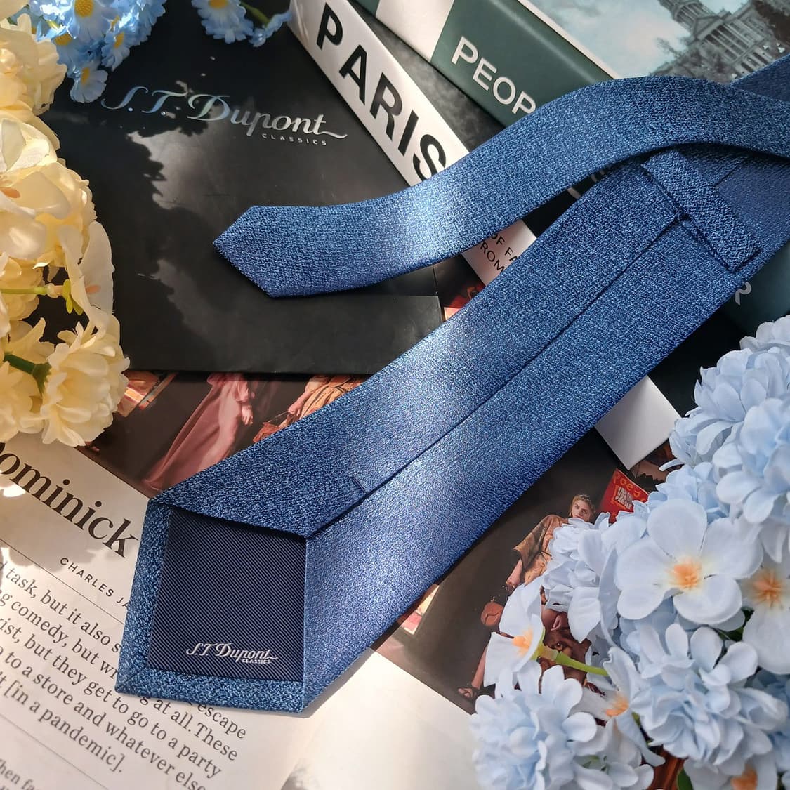 에스.티. 듀퐁 실크 블루 넥타이 8.2cm S~A+등급 e915 상품이미지4