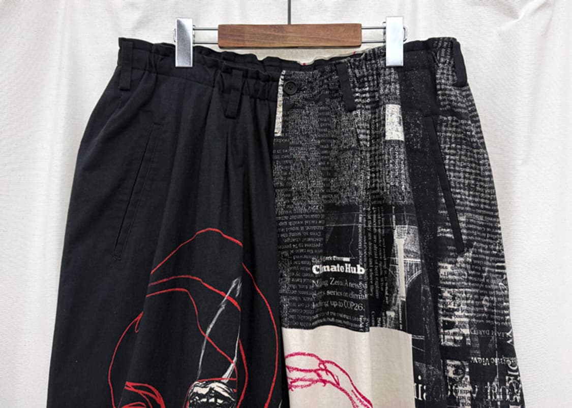 요지야마모토 뿌르옴므 뉴스페이퍼 아사쿠라 유카 드로잉 팬츠 상품이미지3