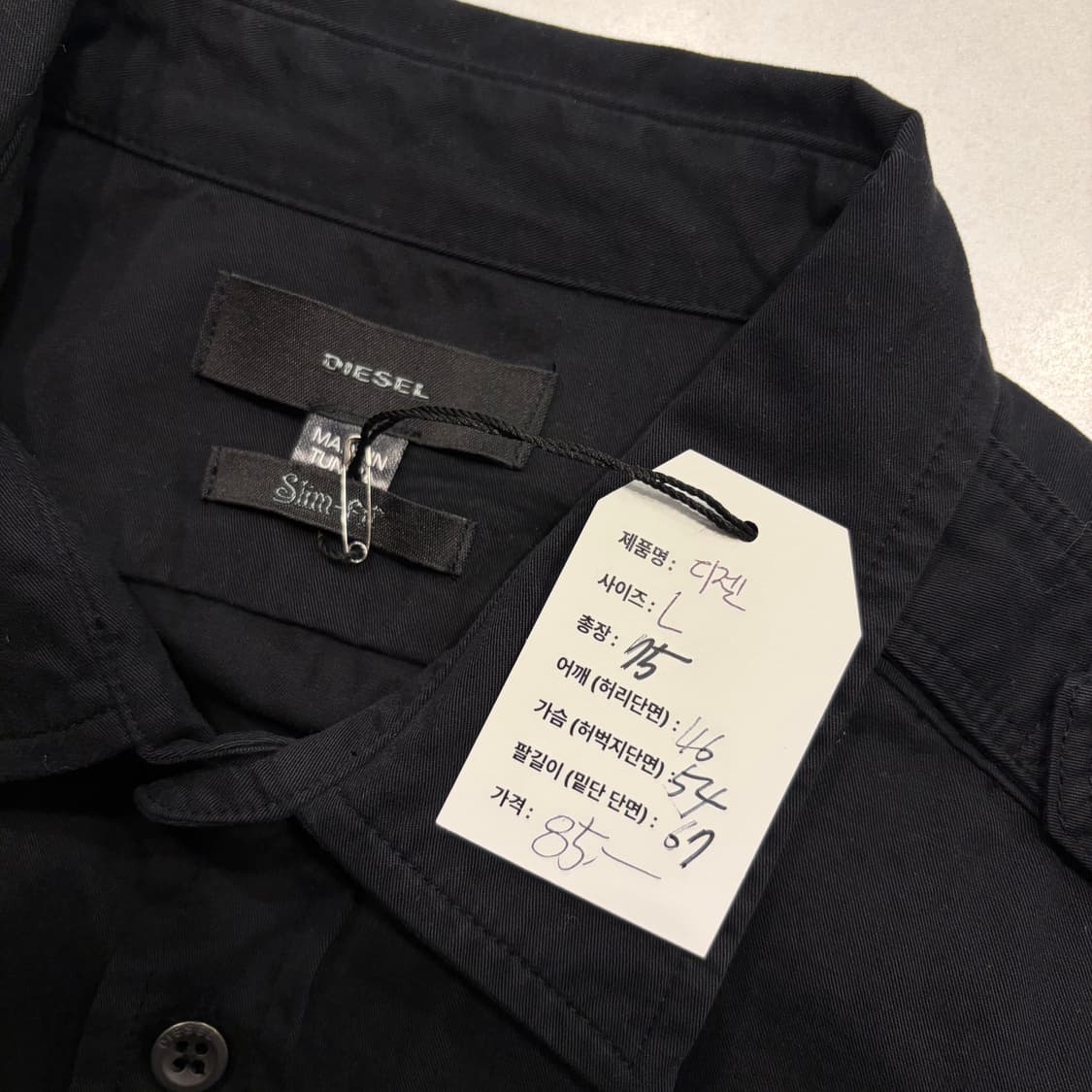 [L] 디젤 블랙 슬림핏 투포켓 셔츠 D810 상품이미지4