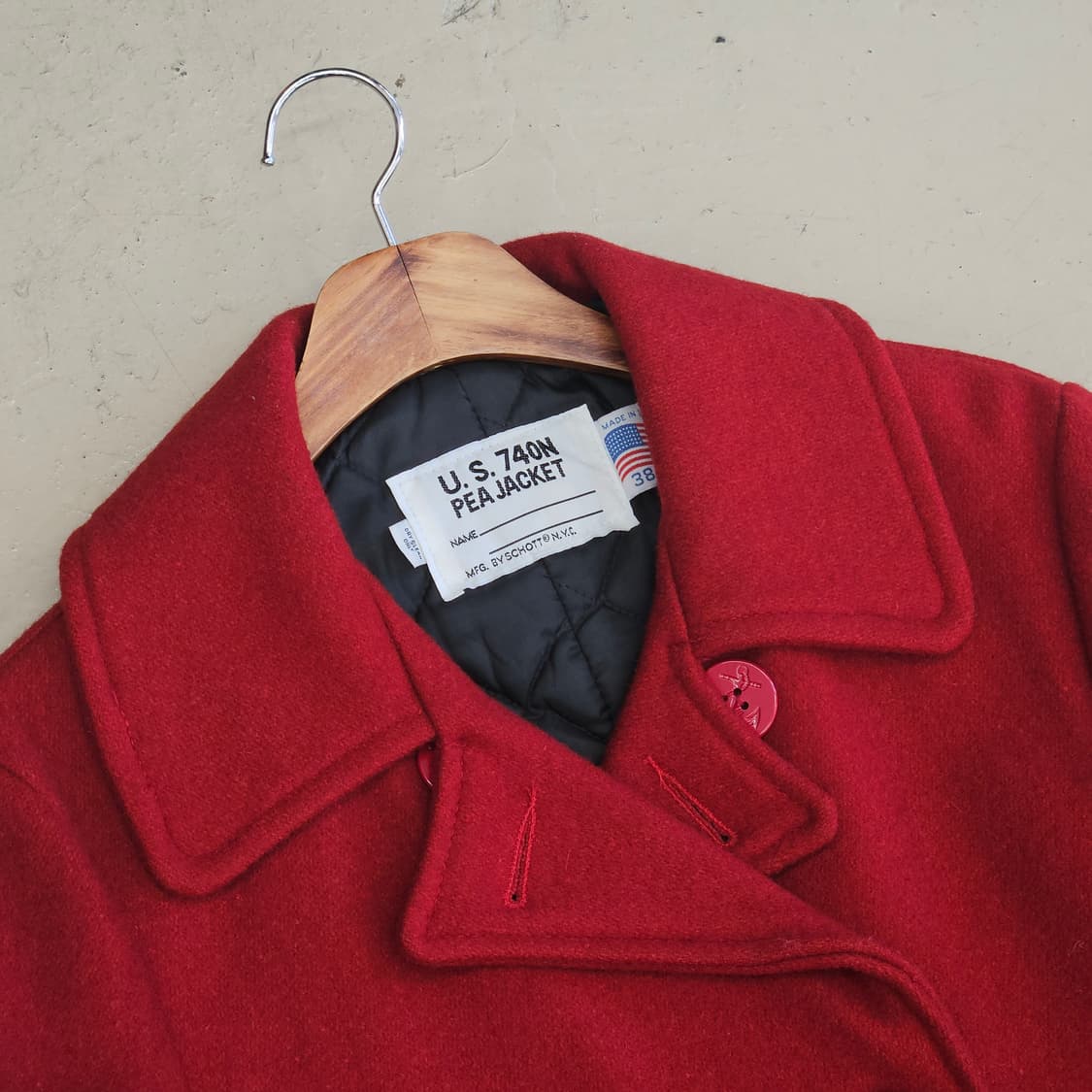 SCHOTT U.S.740N PEA JACKET 쇼트 피코트 빨강색 M 상품이미지3