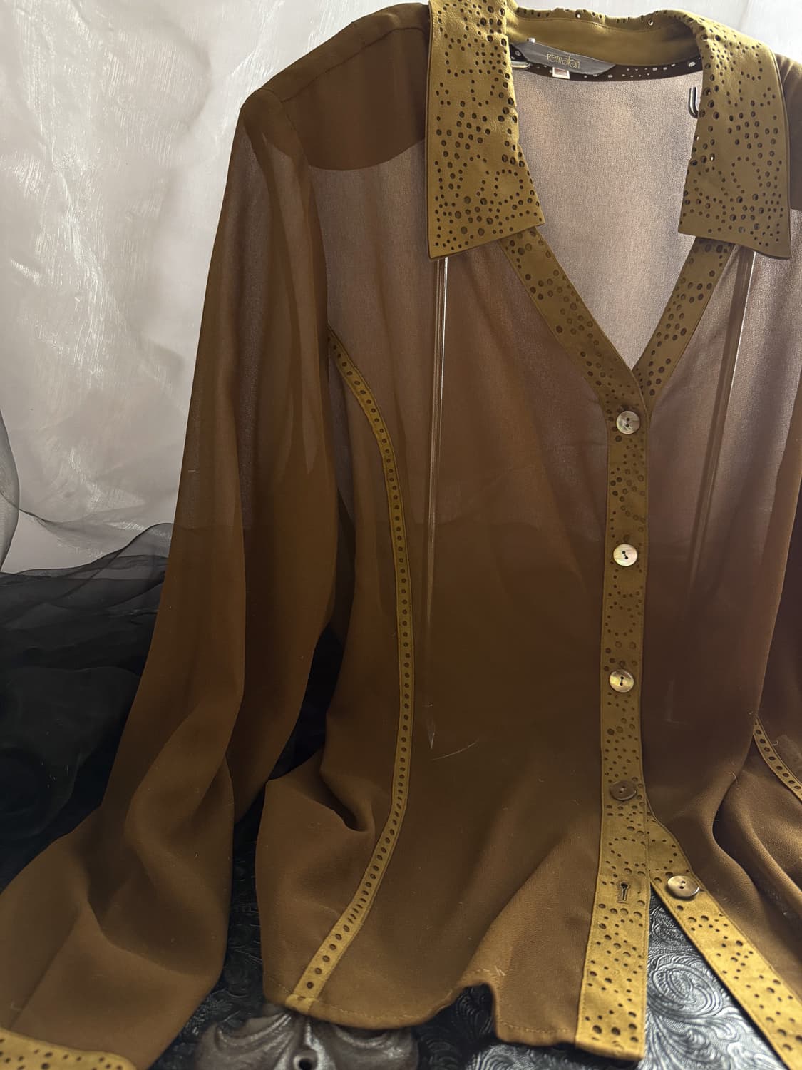 Suede Punching See-Through Shirt 0099 상품이미지1