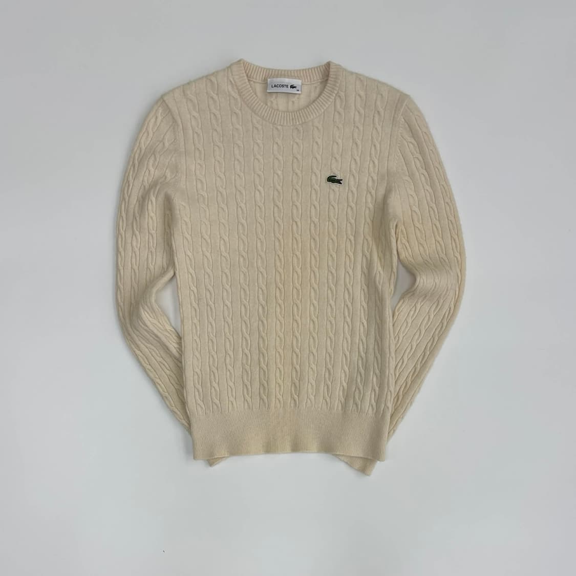 라코스테 아이보리 울 캐시미어 케이블 걸즈 니트(90) 상품이미지2
