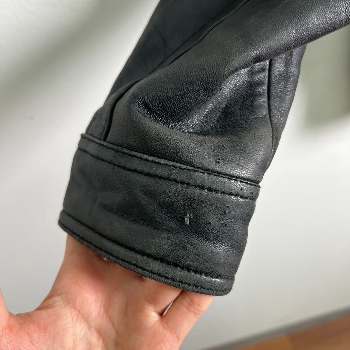 VTG 빈티지 블랙 양가죽 하이넥 봄버 자켓 L 상품이미지9