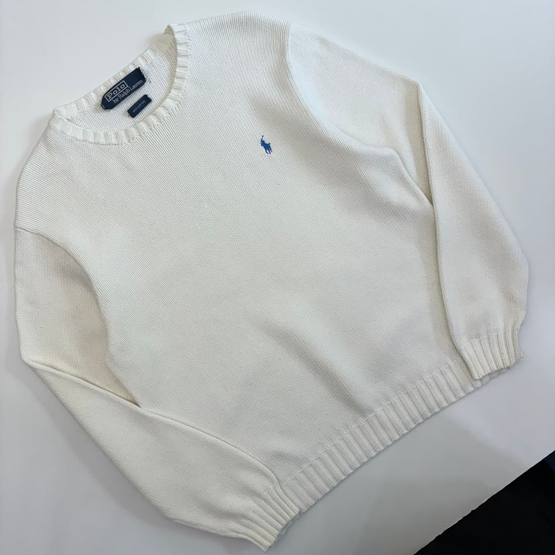 Polo   폴로 랄프로렌 자수 코튼 화이트 크루넥 니트 상품이미지2