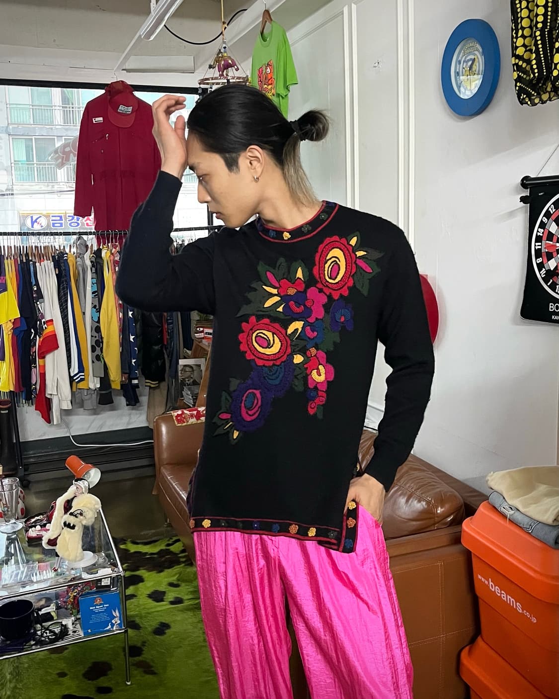 1990s Lamanie 3D Floral Trim Wool Knit 상품이미지2