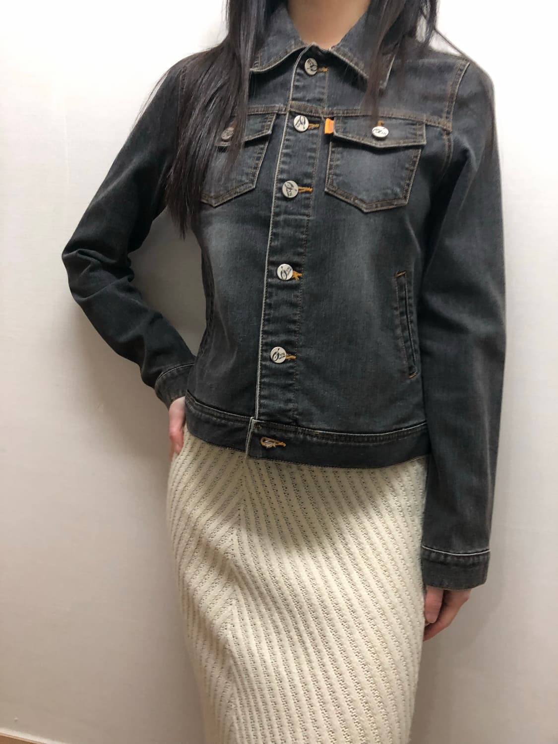 빈티지 블랙 워싱 데님 자켓 상품이미지5