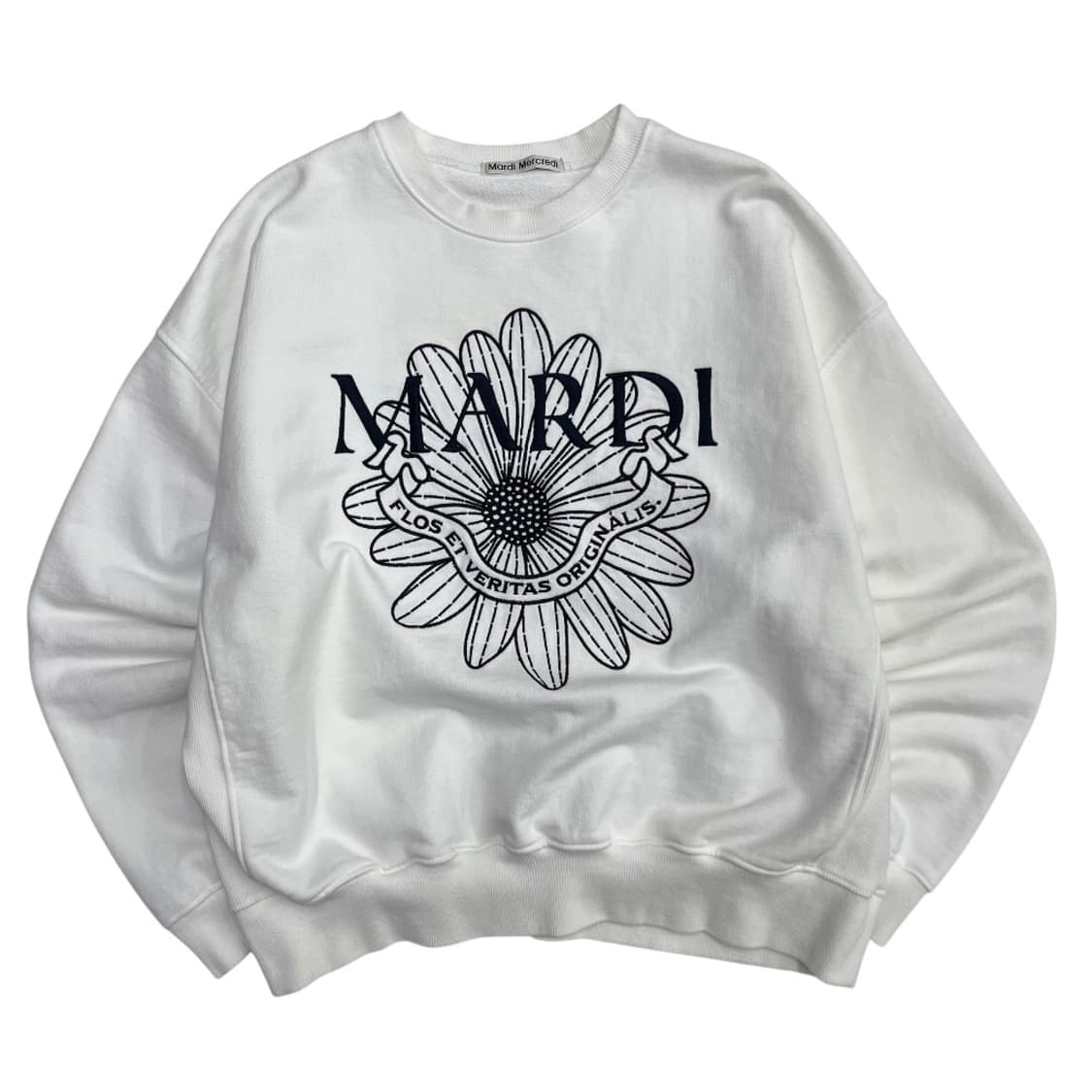 마르디 메르크디 센터 자수로고 화이트 맨투맨 상품이미지2