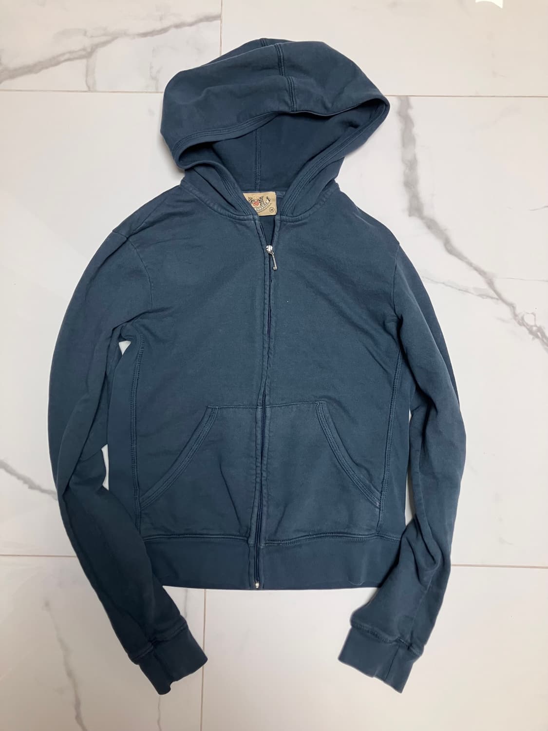 Y2K 쥬시 꾸뛰르 (초 희귀) 코튼 후드 집업 네이비 크레스트 상품이미지4