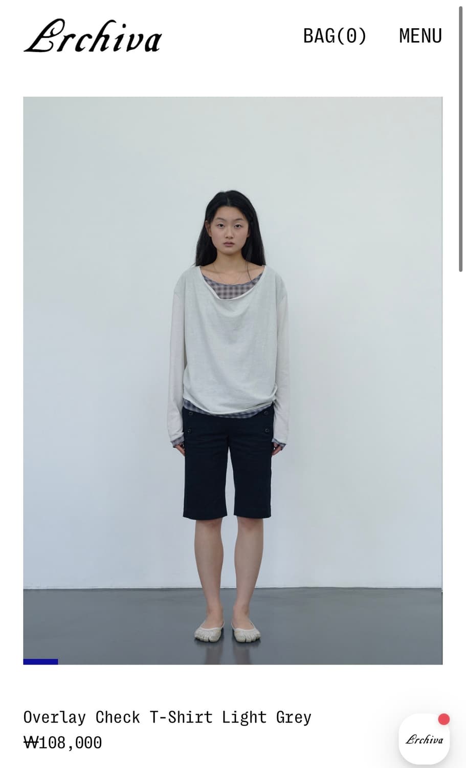 erchiva 오버레이 체크 티셔츠 -라이트 그레이 상품이미지2