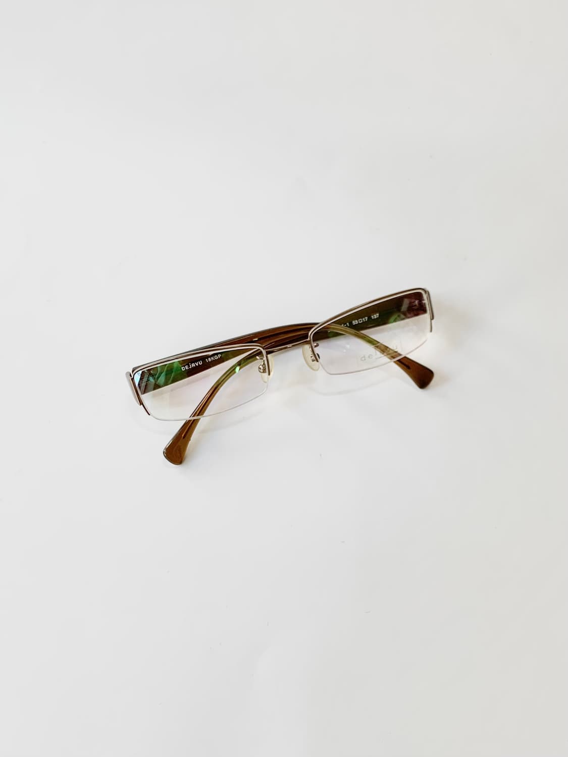 [픽키-636] 데자뷰 브라운 하프림 안경 클래식 메탈 프레임  상품이미지2