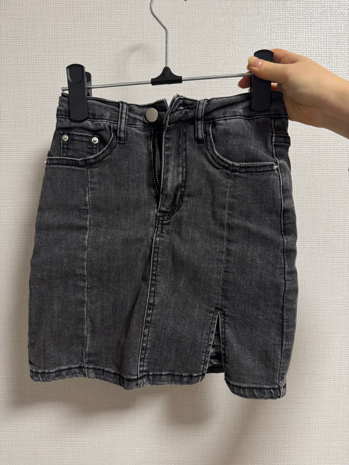 워싱 절개 H라인 데님 미니 스커트 상품이미지3