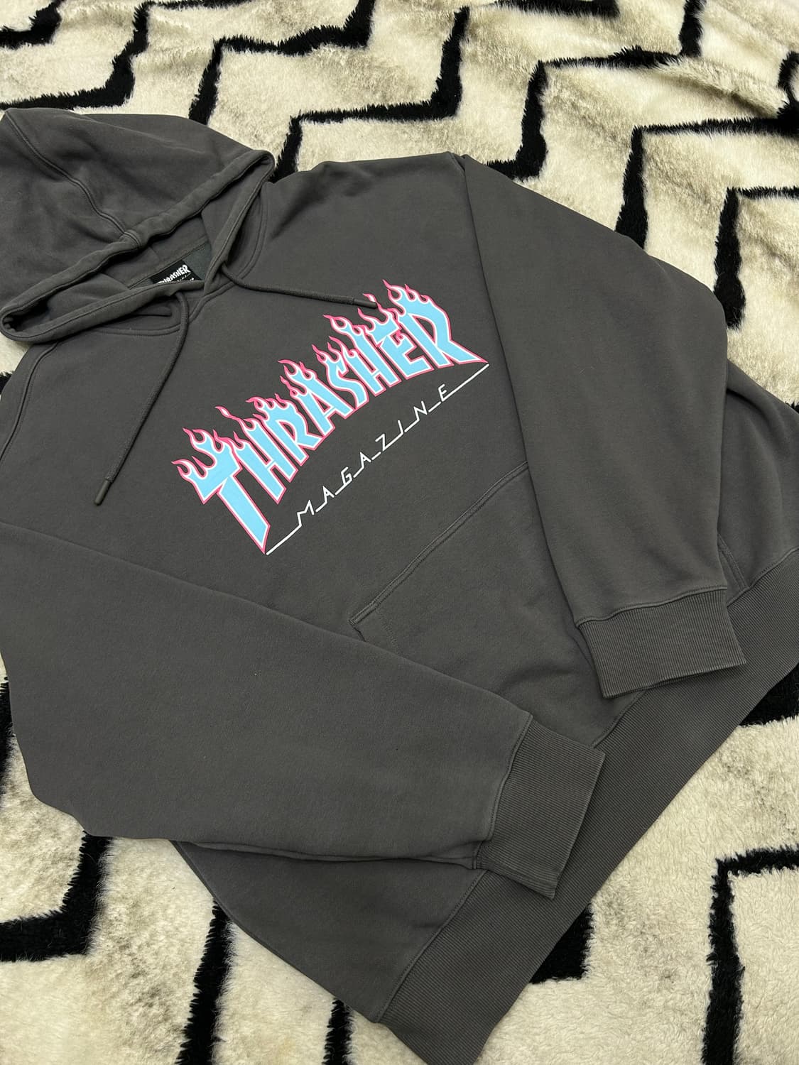 [L]트레셔 플레임 오버핏 후드/챠콜 상품이미지2