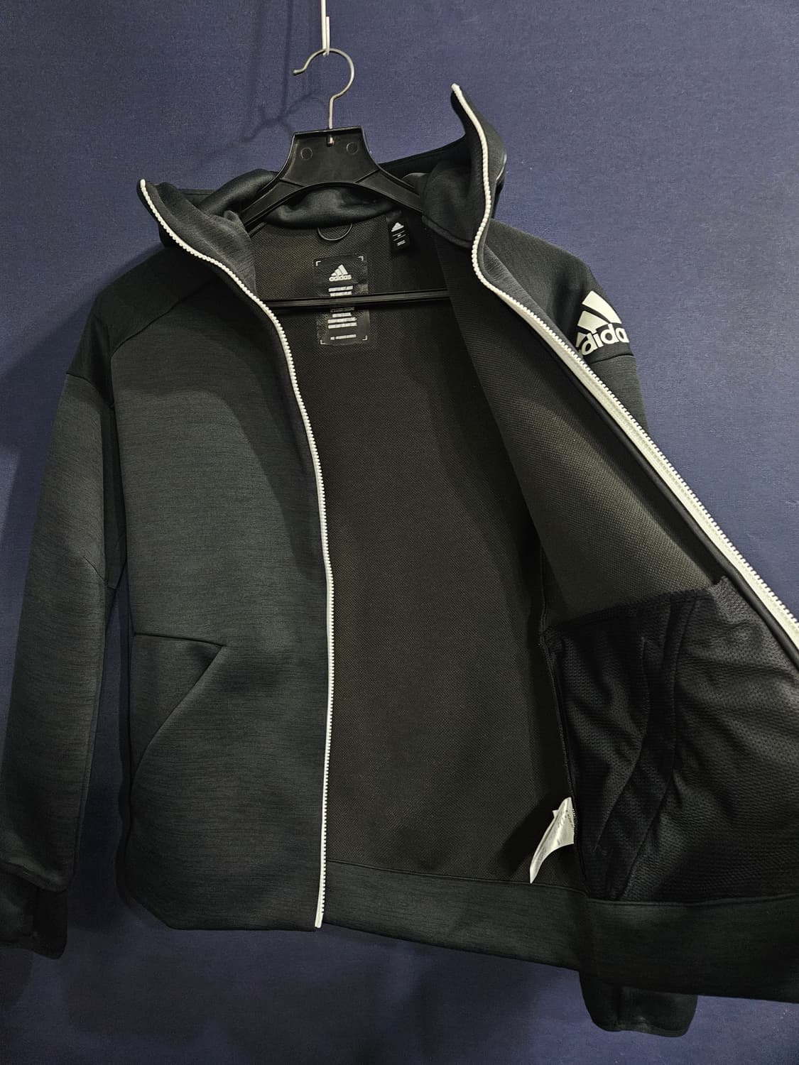 아디다스 블랙차콜 남성 슬림핏 95 후드집업  상품이미지8