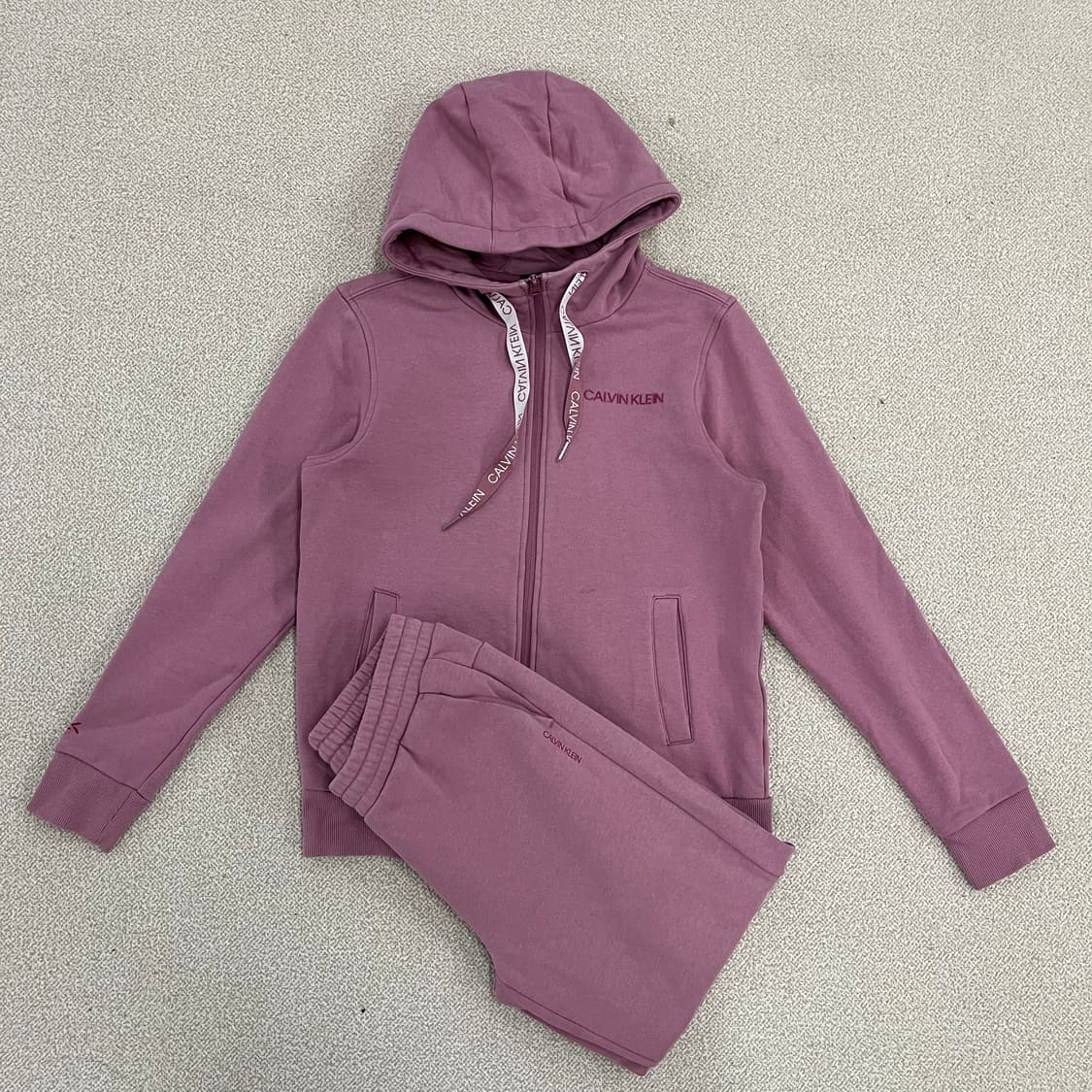 [S] 캘빈클라인 여성 기모 후드 집업 조거 트레이닝 셋업 세트 0120 상품이미지1