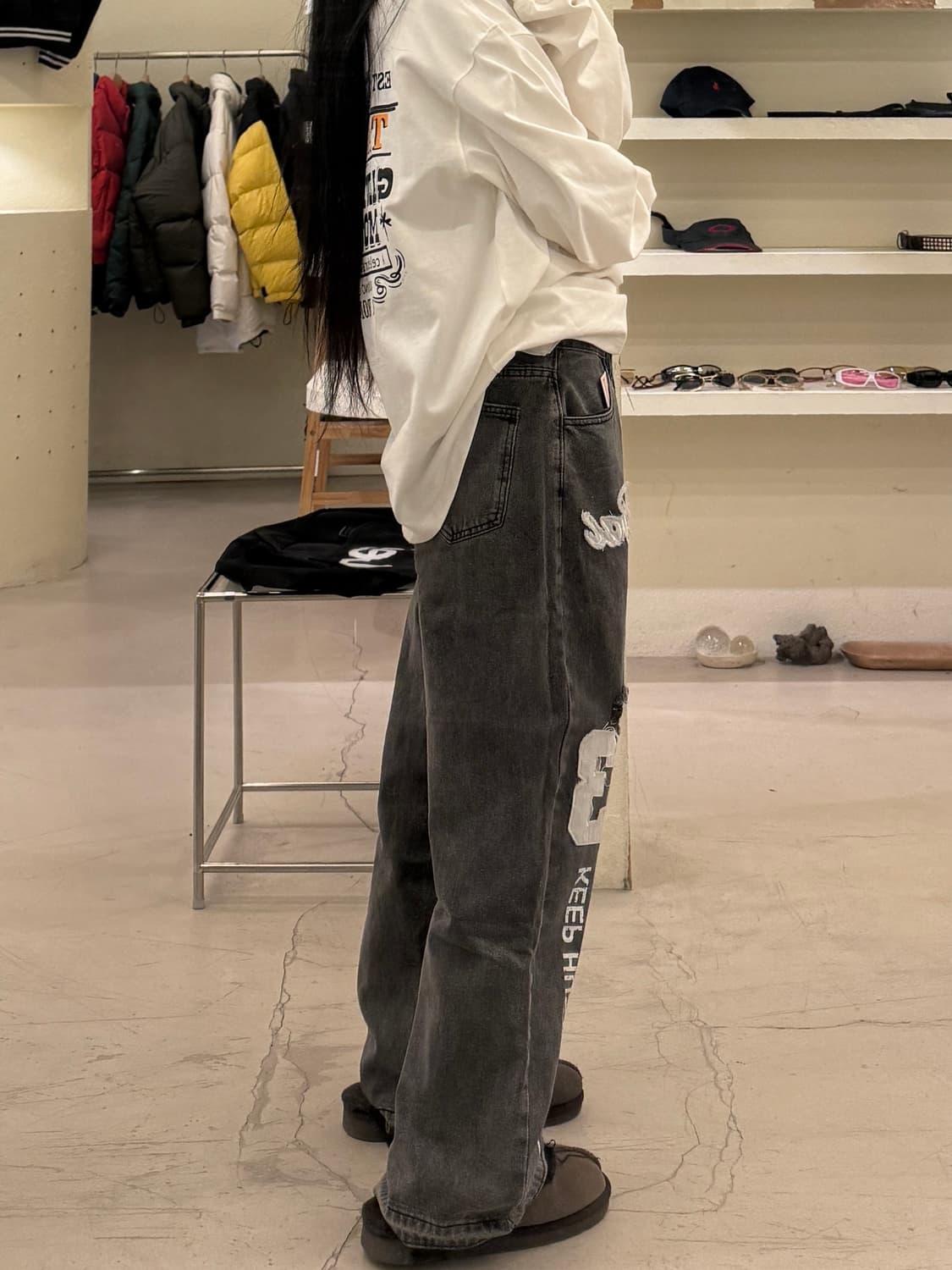 그래픽 패치 디스트로이드 데님 팬츠 U844 상품이미지2