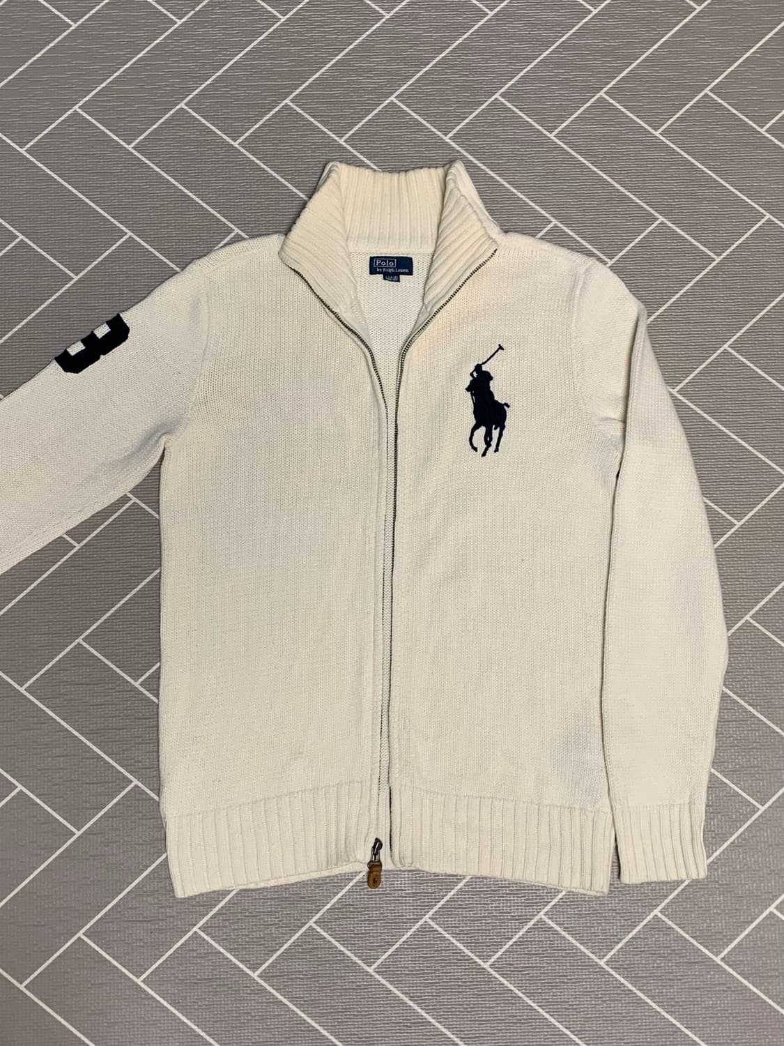 폴로 빅포니 니트집업 아이보리 상품이미지1