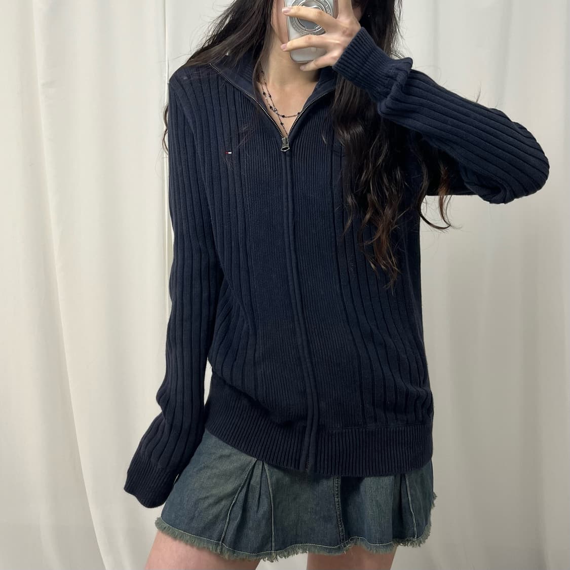 Tommy Hilfiger navy knit zip-up  상품이미지2