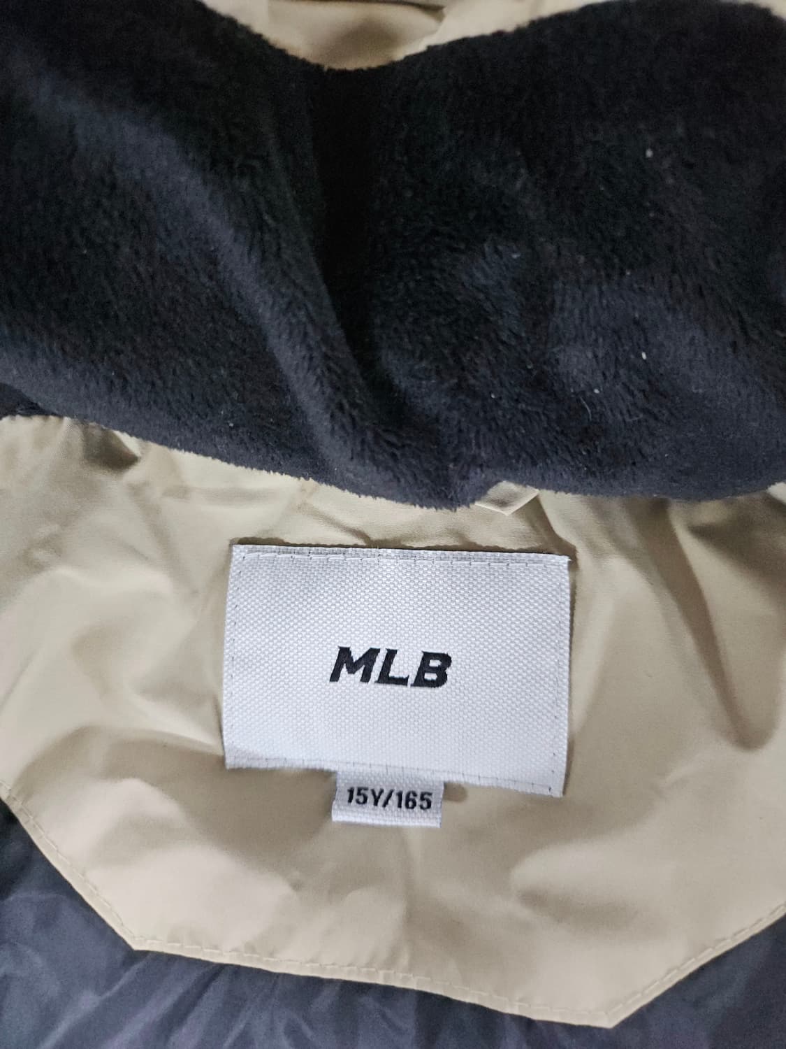 MLB 키즈 165  구스 다운 베이지 후두 패딩 .남여가능 상품이미지5