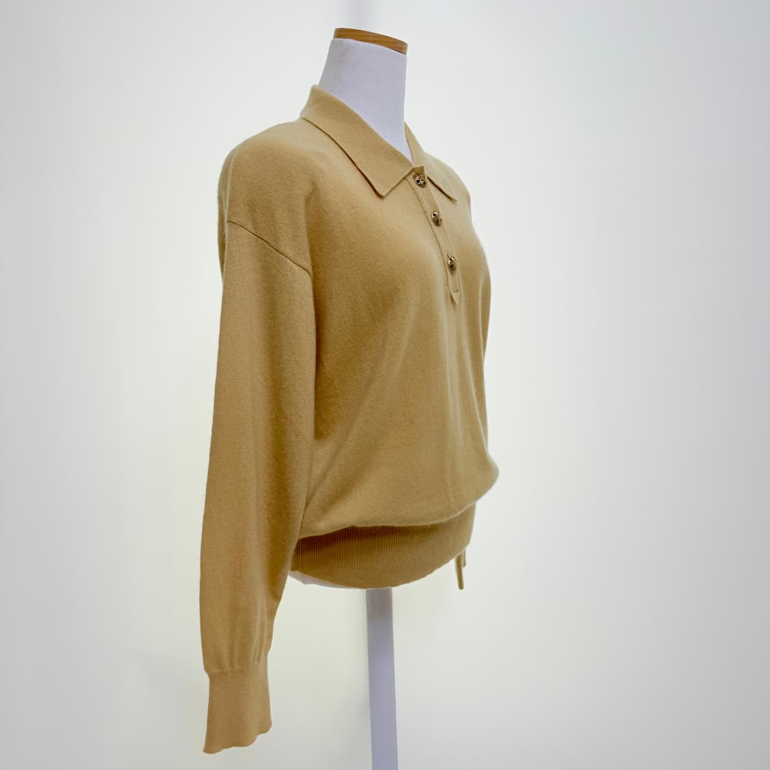 [캐시미어 100%] 레몬 버터색 카라넥 긴팔 니트 상품이미지2