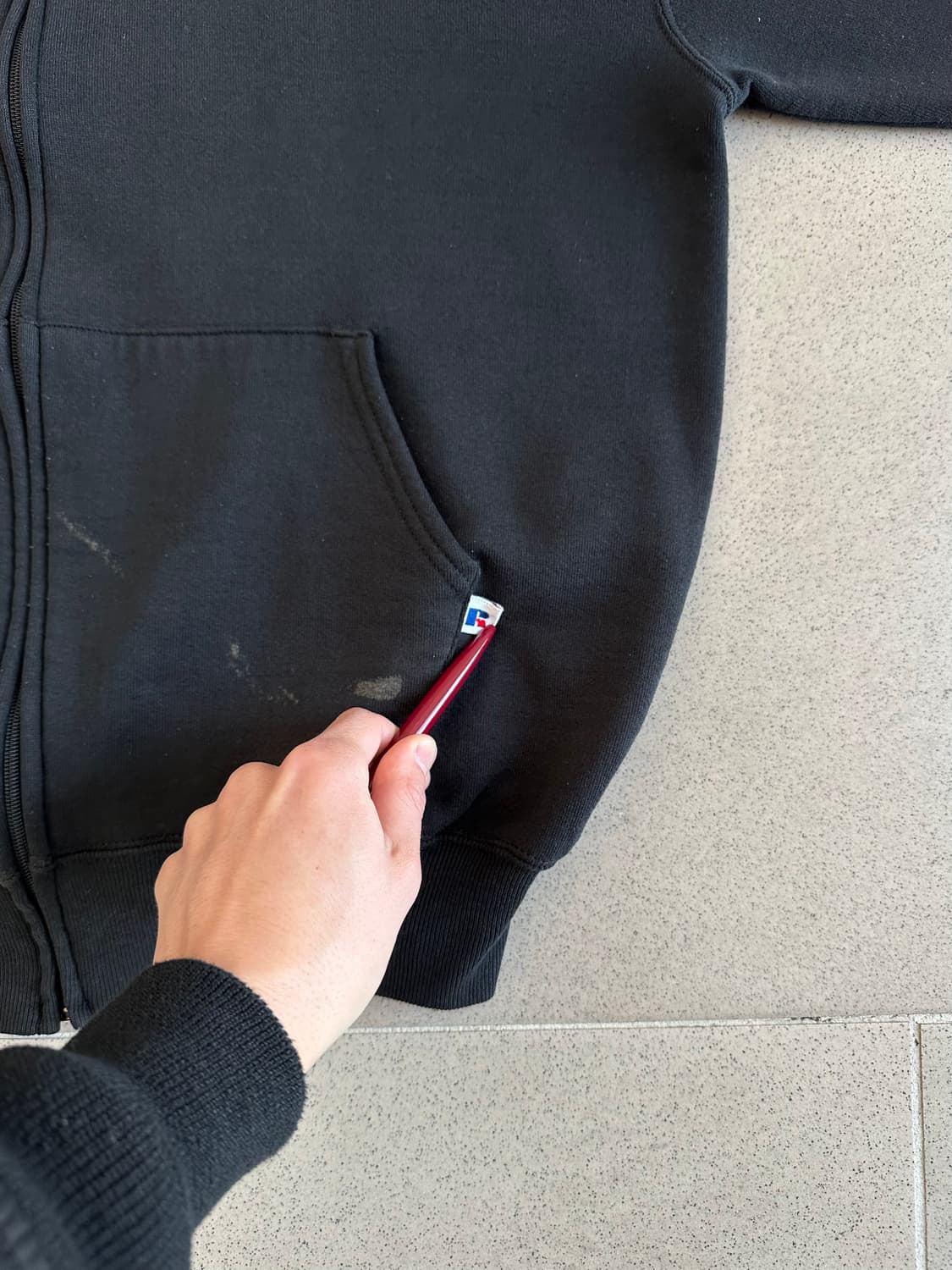 90s 빈티지 러셀 후드집업 블랙 L USA 상품이미지3