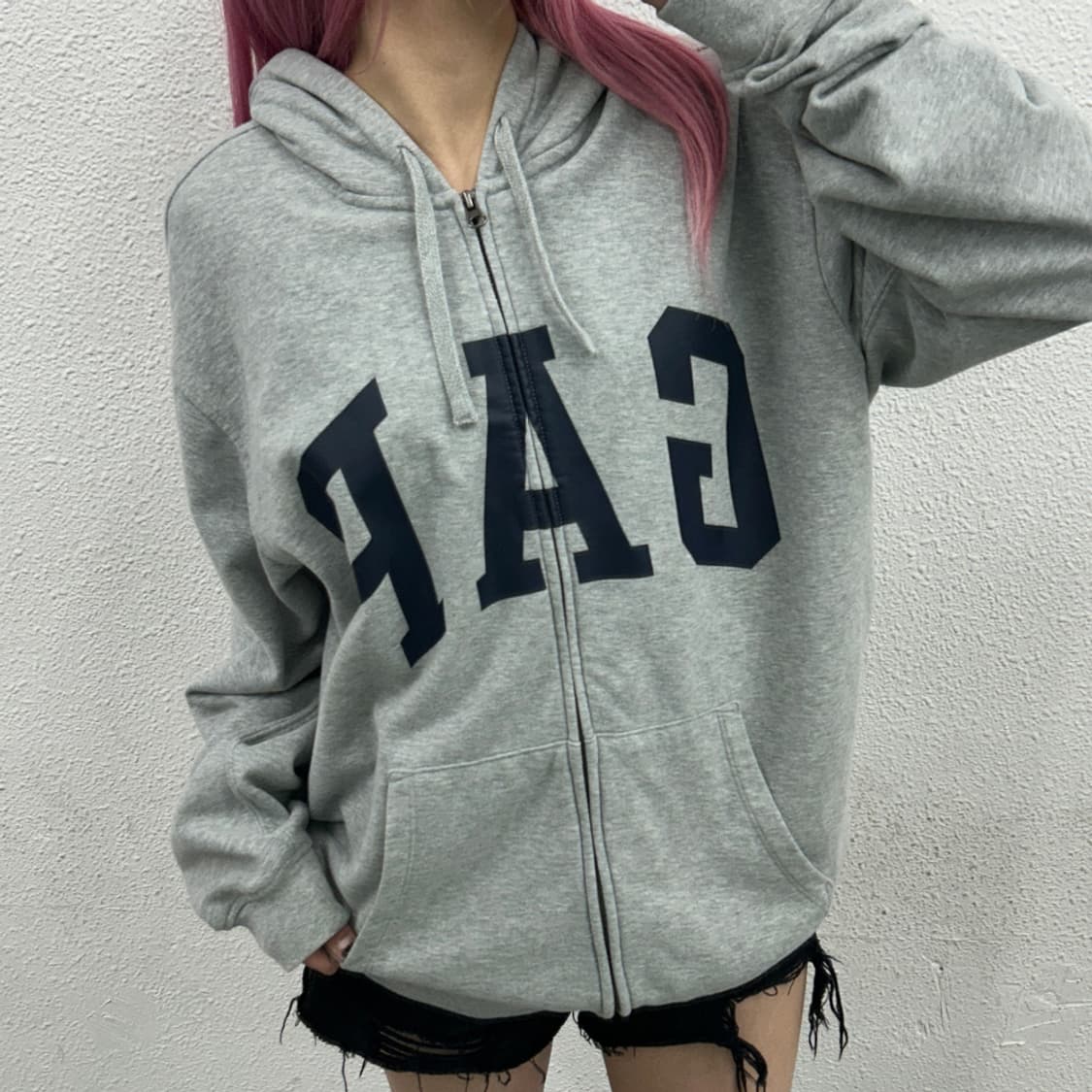 갭 빅로고 그레이 후드집업 S 상품이미지1