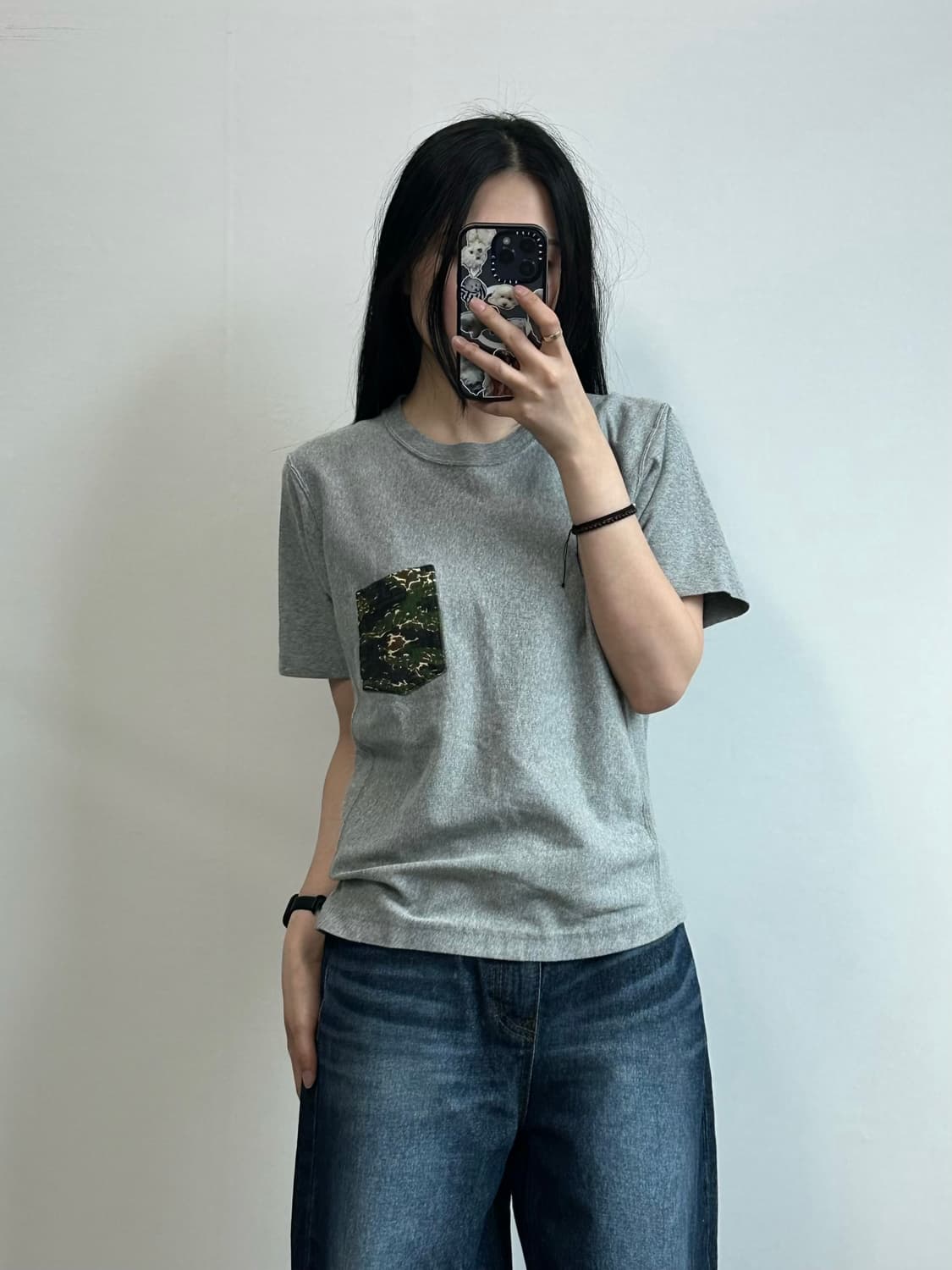 챔피온 카모 포켓 그레이 반팔 티셔츠 상품이미지1