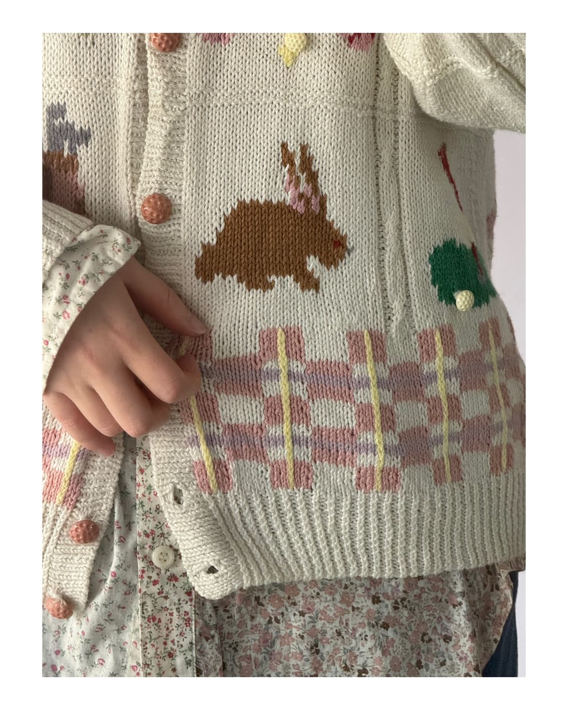 빈티지 토끼 가디건 코튼가디건 상품이미지3