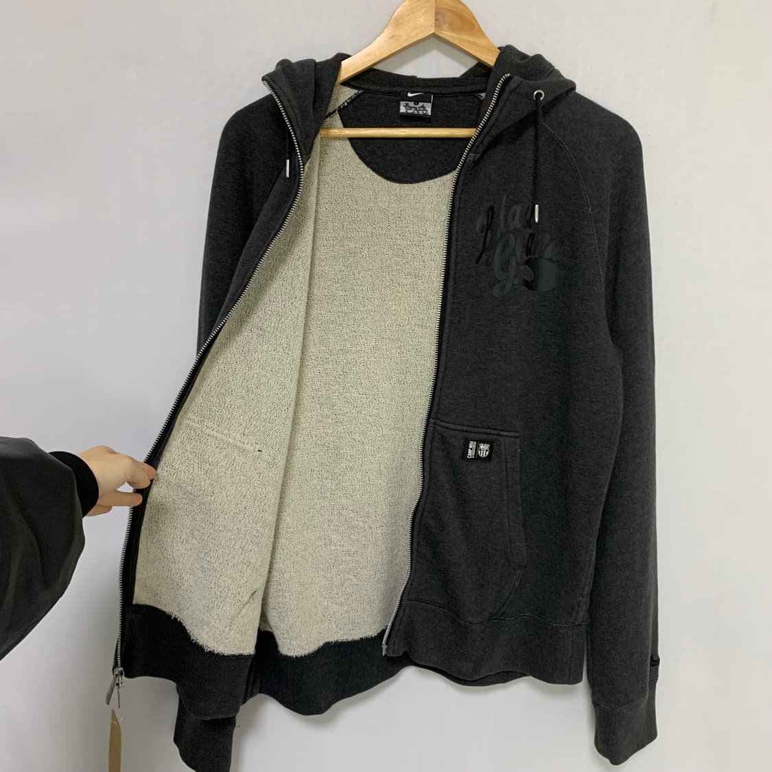 나이키 빈티지 프린팅 후드집업 차콜 L 남녀공용 상품이미지3