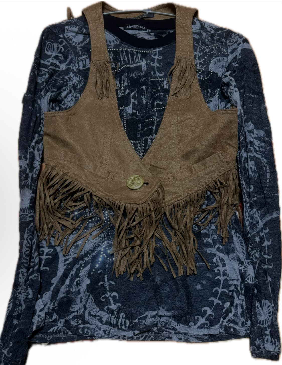 스웨이드 조끼 베스트 긴팔 비즈 일본 빈티지 상품이미지1